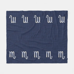 Silver Scorpio Zodiac Symbol Navy Carbon Fibre Fleecedecke