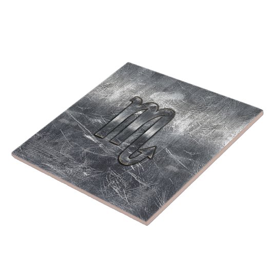 Silver Scorpio Zodiac-Zeichen gestörter Metalstil Fliese (Seite)