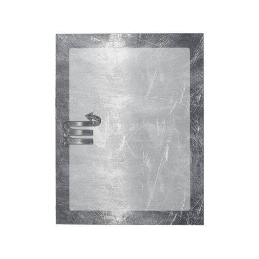 Silver Scorpio Zodiac-Zeichen gestörter Metalstil Notizblock (Rotiert)