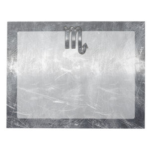 Silver Scorpio Zodiac-Zeichen gestörter Metalstil Notizblock