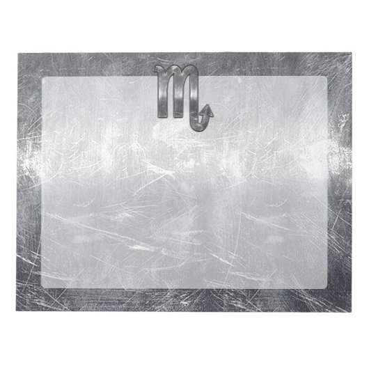 Silver Scorpio Zodiac-Zeichen gestörter Metalstil Notizblock (Vorderseite)