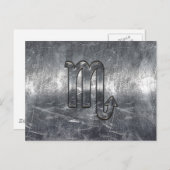 Silver Scorpio Zodiac-Zeichen gestörter Metalstil Postkarte (Vorne/Hinten)