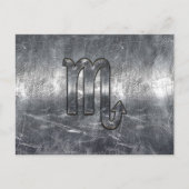 Silver Scorpio Zodiac-Zeichen gestörter Metalstil Postkarte (Vorderseite)