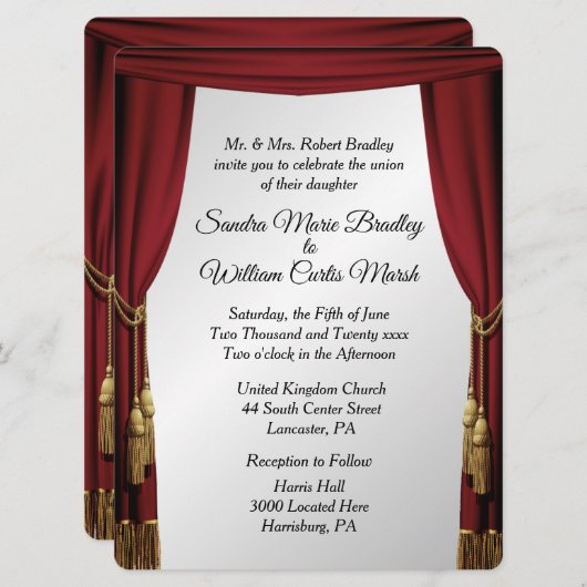 Silver Screen Movie Theme Wedding Einladung (Vorne/Hinten)