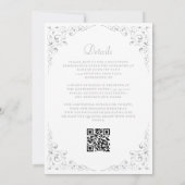 Silver Script Botanical Frame QR Code Hochzeit Einladung (Rückseite)