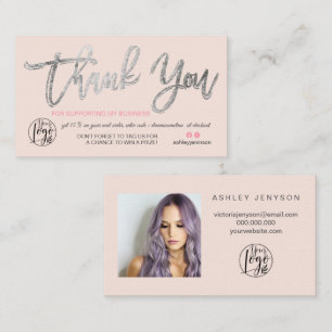 Silver Script Foto Logo rosa Reihenfolge danke Visitenkarte