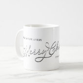 Silver Script Frohe Weihnachten Custom Kaffeetasse (Vorderseite Links)