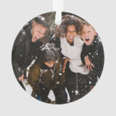 Silver Script Frohe Weihnachtsfamilie Foto Ornament (Rückseite)