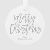 Silver Script Frohe Weihnachtsfamilie Foto Ornament (Vorderseite)