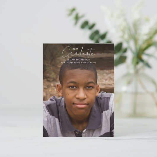 Silver Script Graduate Lässig 1-Foto Abschluss Postkarte (Stehend Vorderseite)