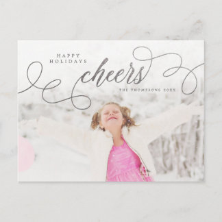 Silver Script Happy Holidays Personalisiertes Foto Postkarte
