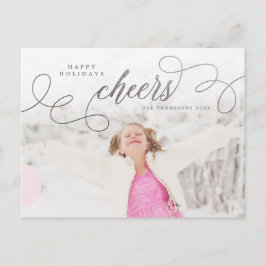 Silver Script Happy Holidays Personalisiertes Foto Postkarte