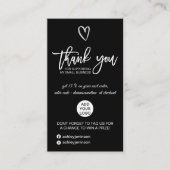 Silver Script Herz schwarz Logo Reihenfolge danke Visitenkarte (Vorderseite)