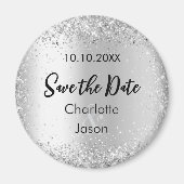 Silver Script Hochzeit Speichern Sie das Datum Magnet (Vorne)