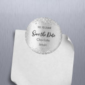 Silver Script Hochzeit Speichern Sie das Datum Magnet