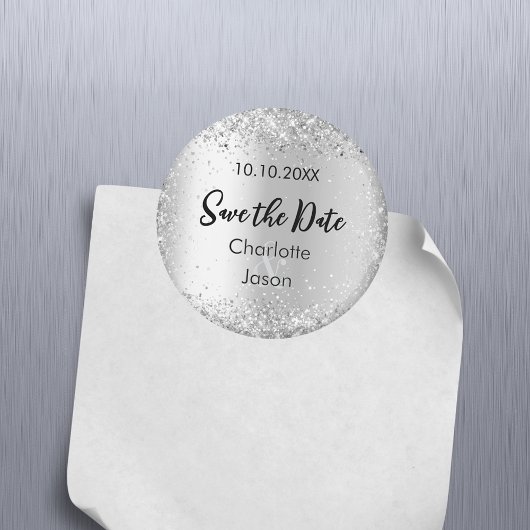Silver Script Hochzeit Speichern Sie das Datum Magnet