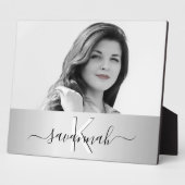 Silver-Script-Monogramm-Foto Fotoplatte (Seite)