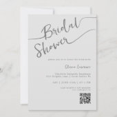 Silver Script QR Brautparty Einladung (Vorderseite)