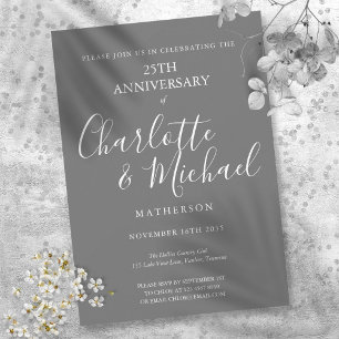 Silver Script Signature zum 25. Hochzeitstag Einladung