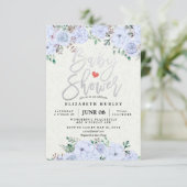 Silver Script Watercolor Floral Baby Dusche laden Einladung (Stehend Vorderseite)