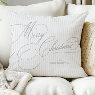 Silver Script Weihnachtsdekor Stripes Throw Kissen