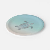 Silver Sea Turtle Beach Style Seeküste Pappteller (Schrägansicht)
