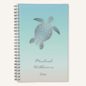 Silver Sea Turtle Coasta Name und Jahr hinzufügen Notizblock (Vorderseite)