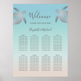 Silver Sea Turtles Beach Hochzeit Poster