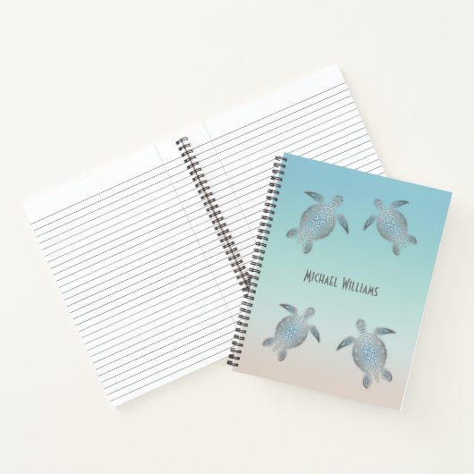 Silver Sea Turtles Beach Style Notizblock (Innenseite)
