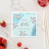 Silver Sea Turtles Blue Ink | Benutzerdefinierter Serviette (Beispiel)