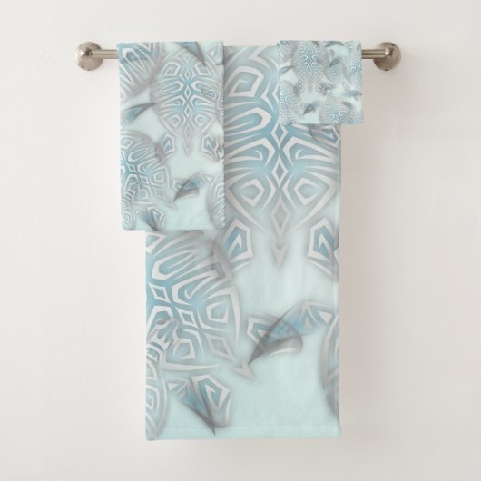Silver Sea Turtles Lila Muster Badhandtuch Set (Insitu)
