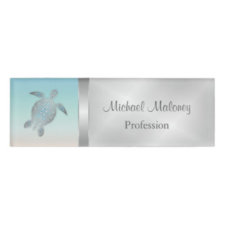 Silver Sea Turtles Modern Beach Realtor Namenschild