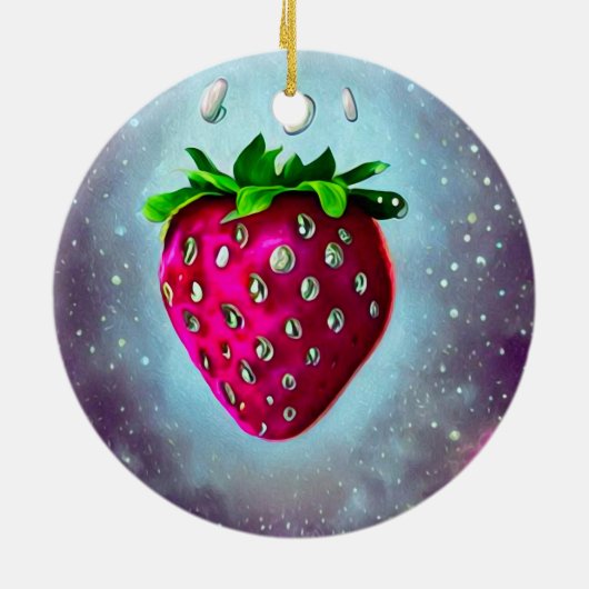 Silver Seed Strawberry Keramik Ornament (Hinten)