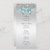 Silver Sequin Aquamarin Bow Baby Showmenü Menükarte (Vorne/Hinten)