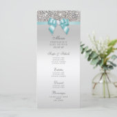 Silver Sequin Aquamarin Bow Baby Showmenü Menükarte (Stehend Vorderseite)
