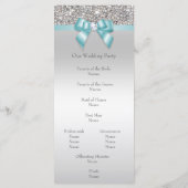Silver Sequin Aquamarin Bow Wedding Program Programm (Rückseite)