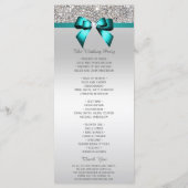 Silver Sequin Aquamarin Diamond Bow Wedding Progra Programm (Rückseite)