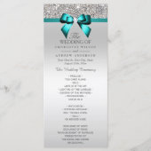 Silver Sequin Aquamarin Diamond Bow Wedding Progra Programm (Vorderseite)