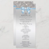 Silver Sequin Baby Blue Bow Wedding Program Programm (Vorne/Hinten)