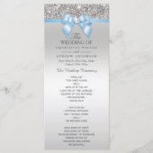 Silver Sequin Baby Blue Bow Wedding Program Programm (Vorderseite)