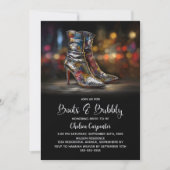 Silver Sequin Boots and Bubbly Bridal Shower Einladung (Vorderseite)