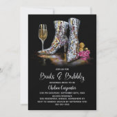 Silver Sequin Boots and Bubbly Bridal Shower Einladung (Vorderseite)