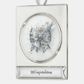 Silver Sequin Bow Radiant Glückwunsch Banner-Ornament Silber (Links)