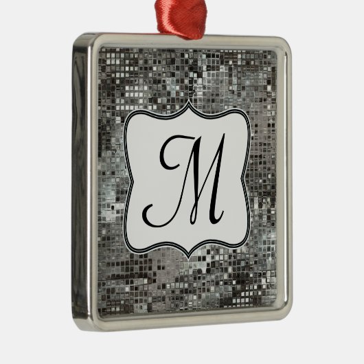 Silver Sequin Dazzle Gli Monogram, Initial Ornamen Silbernes Ornament (Rechts)