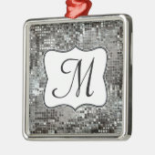 Silver Sequin Dazzle Gli Monogram, Initial Ornamen Silbernes Ornament (Links)