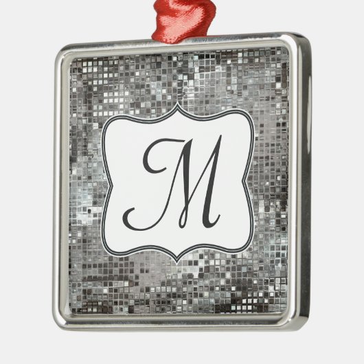 Silver Sequin Dazzle Gli Monogram, Initial Ornamen Silbernes Ornament (Links)