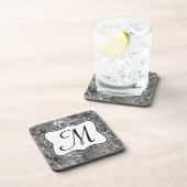 Silver Sequin Dazzle Glitz Monogram Drink Unterset Getränkeuntersetzer (Rechte Seite)