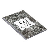 Silver Sequin Dazzle Monogram, erstes Notizbuch Notizblock (Rechte Seite)