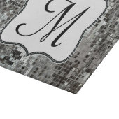 Silver Sequin Dazzle Monogram Glasschneidplatte Schneidebrett (Ecke)