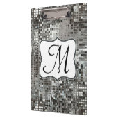 Silver Sequin Dazzle Monogram Initial Clip Board Klemmbrett (Links)